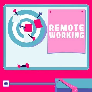 Text showing inspiration Remote Working. Concept meaning situation in which an Stock Illustration