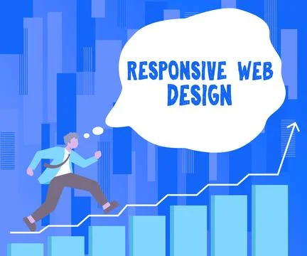 Text showing inspiration Responsive Web Design. Business overview web page 스톡 일러스트