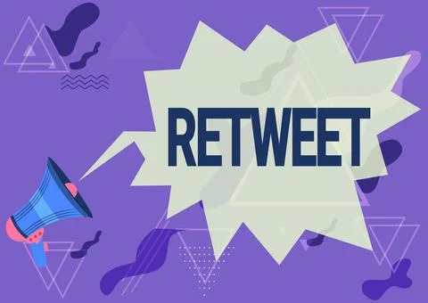 Text showing inspiration Retweet. Concept meaning in twitter repost or forward a Stock Illustration