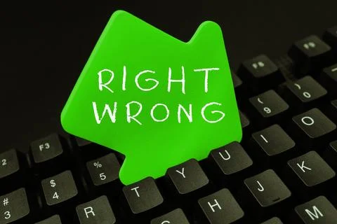 Text showing inspiration Right Wrong. Conceptual photo choose between two Foto stock