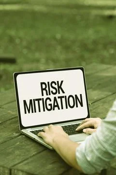 Text showing inspiration Risk Mitigation. Business approach strategy to prepare Stock Photos