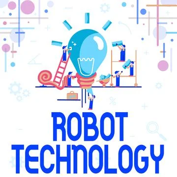 Text showing inspiration Robot Technology. Conceptual photo develop machines Stock Illustration