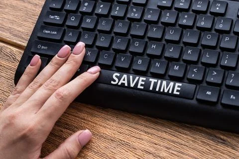 Text showing inspiration Save Time. Word for to do something more efficiently 库存照片