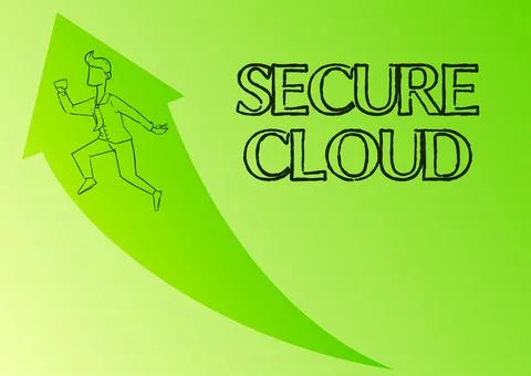 Text showing inspiration Secure Cloud. Word Written on Protect the stored Stock Illustration