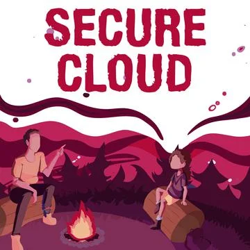 Text showing inspiration Secure Cloud. Business concept Protect the stored Illustrazione stock