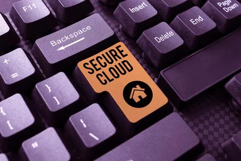 Text showing inspiration Secure Cloud. Business overview global network security 写真素材