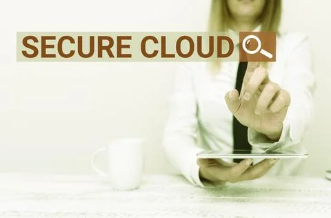 Text showing inspiration Secure Cloud. Concept meaning Protect the stored 写真素材