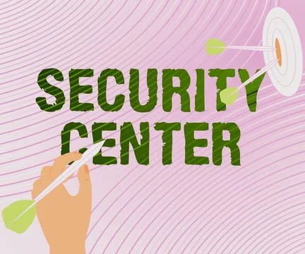 Text showing inspiration Security Center. Concept meaning centralized unit that Stock Illustration