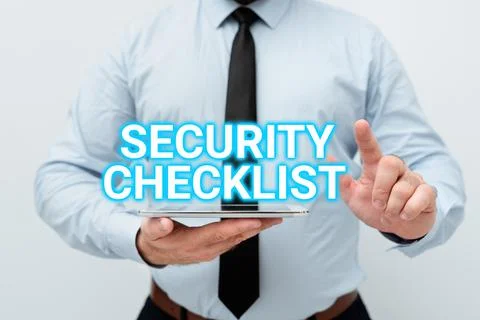 Text showing inspiration Security Checklist. Conceptual photo Protection of Data Stock Photos