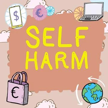 Text showing inspiration Self Harm. Internet Concept state of health and well Illustrazione stock