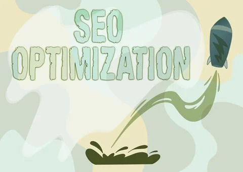Text showing inspiration Seo Optimization. Business overview process of Illustrazione stock