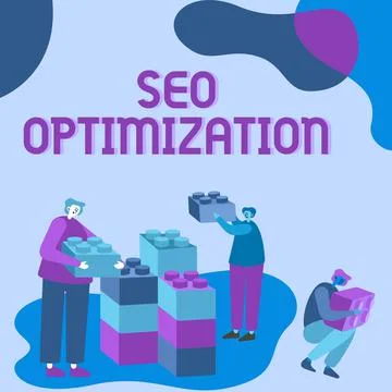 Text showing inspiration Seo Optimization. Word Written on process of affecting Stock Illustration
