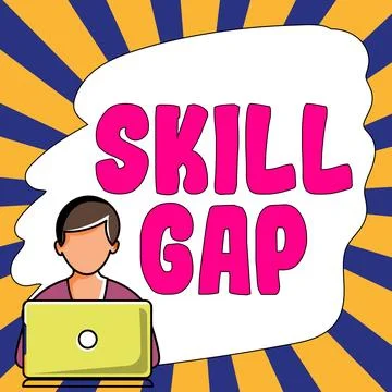 Text showing inspiration Skill Gap. Business concept Refering to a person's Stock Illustration