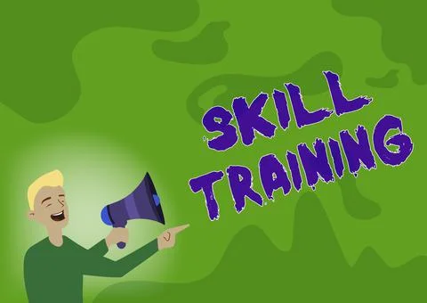 Text showing inspiration Skill Training. Conceptual photo designed to gain and Stock Illustration