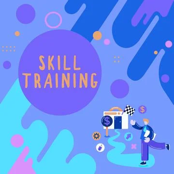 Text showing inspiration Skill Training. Business idea designed to gain and Stock Illustration