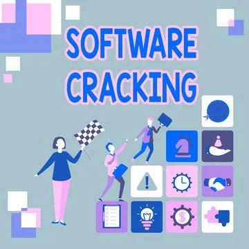Text showing inspiration Software Cracking. Word Written on modification of Ilustração Stock