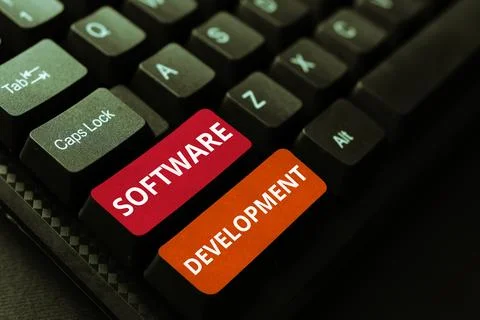 Text showing inspiration Software Development. Business showcase software is 写真素材