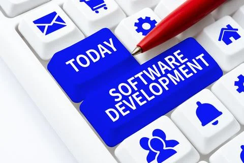 Text showing inspiration Software Development. Conceptual photo software is Foto stock