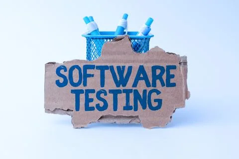 Text showing inspiration Software Testing. Conceptual photo evaluate the Foto stock