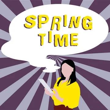 Text showing inspiration Spring Time. Business overview temperate season of the Illustrazione stock
