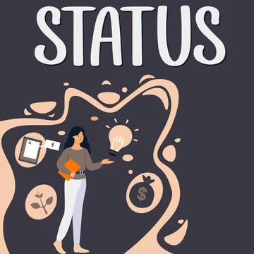 Text showing inspiration Status. Concept meaning situation at a particular time Stock Illustration