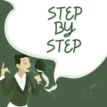 Text showing inspiration Step By Step. Business overview Slow progress Road to 스톡 일러스트