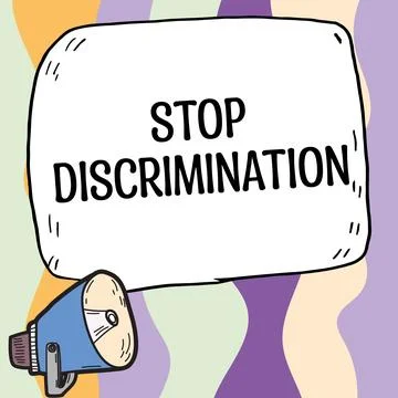 Text showing inspiration Stop Discrimination. Word for Prevent Illegal イラスト素材