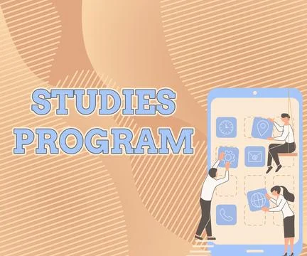 Text showing inspiration Studies Program. Conceptual photo Platform help move Stock Illustration