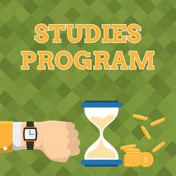 Text showing inspiration Studies Program. Business showcase Platform help move Stock Illustration