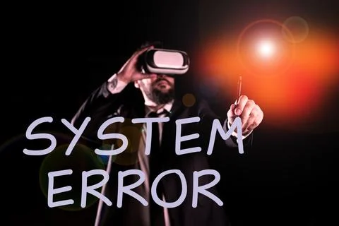 Text showing inspiration System Error. Business overview Technological failure 库存照片