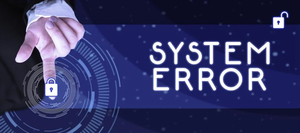 Text showing inspiration System Error. Word for Technological failure Software Stockfoto's