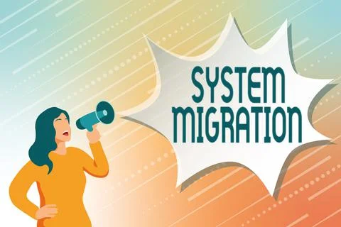 Text showing inspiration System Migration. Business approach moving from the use Stock-Illustration