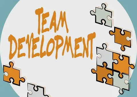 Text showing inspiration Team Development. Business concept learn why and how Illustrazione stock