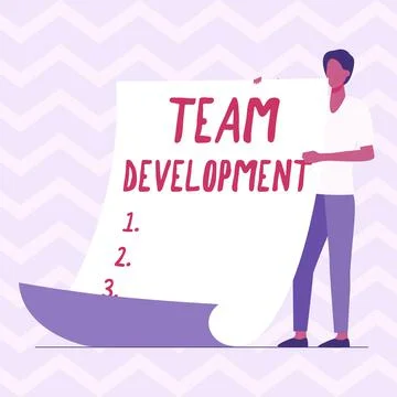Text showing inspiration Team Development. Concept meaning learn why and how Illustrazione stock