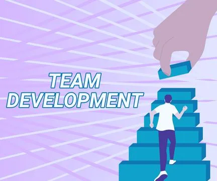 Text showing inspiration Team Development. Business showcase learn why and how Illustrazione stock
