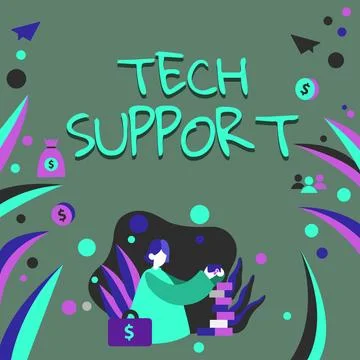 Text showing inspiration Tech Support. Word for Assisting individuals who are Stock Illustration