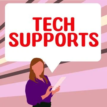Text showing inspiration Tech Supports. Word Written on Help given by technician 스톡 일러스트