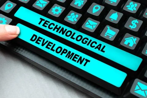 Text showing inspiration Technological Development. Conceptual photo Invention Stock Photos