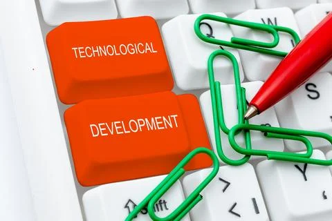 Text showing inspiration Technological Development. Business overview Invention Stock Photos