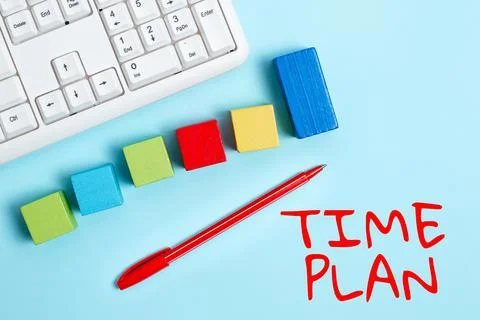 Text showing inspiration Time Plan. Word Written on a system for paying for Stock Photos