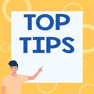 Text showing inspiration Top Tips. Business approach a small but particularly Stock Illustration