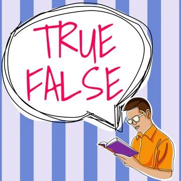 Text showing inspiration True False. Concept meaning a test consisting of a Stock Illustration