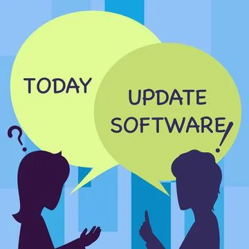 Text showing inspiration Update Software. Business approach replacing program Illustrazione stock