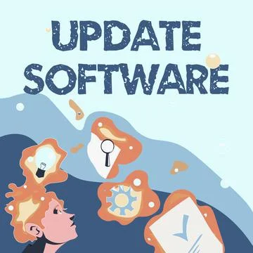 Text showing inspiration Update Software. Word Written on replacing program with Stock Illustration