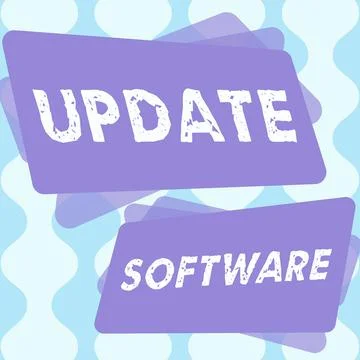 Text showing inspiration Update Software. Word Written on an application patch Stockillustratie