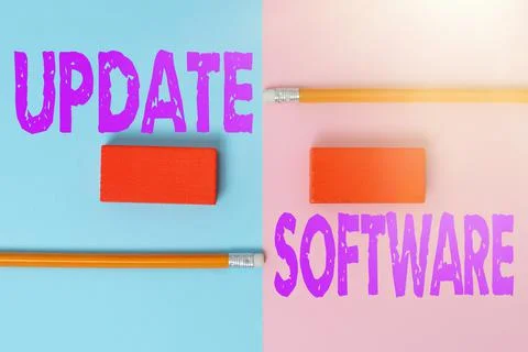 Text showing inspiration Update Software. Business idea replacing program with a Foto stock