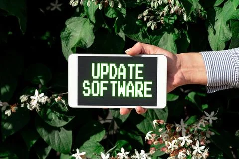 Text showing inspiration Update Software. Business showcase replacing program 스톡 사진