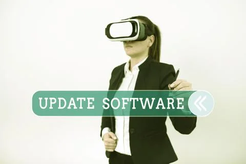 Text showing inspiration Update Software. Business approach an application pa Stockfoto's