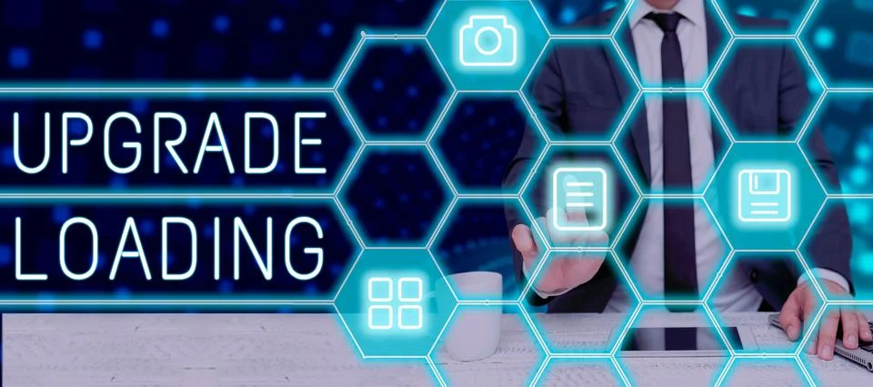 Text showing inspiration Upgrade Loading. Business overview advancement of 库存照片