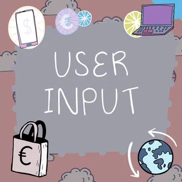 Text showing inspiration User Input. Word for Any information or data that is 스톡 일러스트